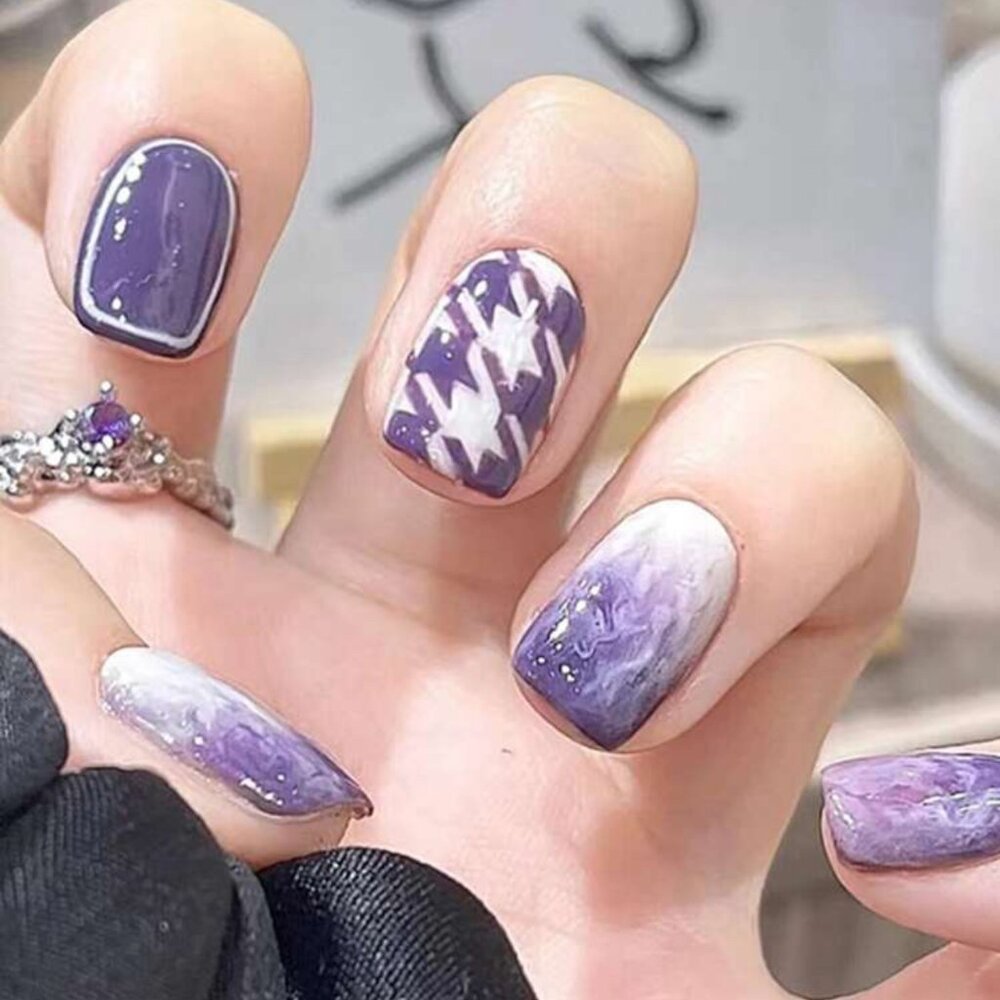 24pcs Short Square Ombre Press-on Nails